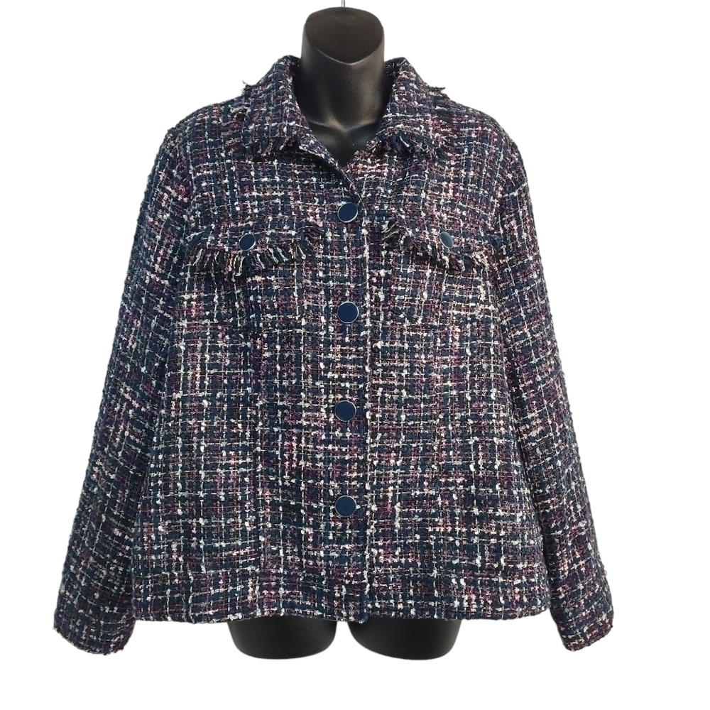 Draper's& Damon's Multi Colors Tweed Blazer Jacket Size PL NWOT
